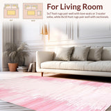 Ultra Soft Area Rug, Non Slip, Stain Resistant, Washable Area Rugs for Living Room, Bedroom, Chic Abstract Textured Wave(Pink)