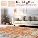 Ultra Soft Area Rug, Non Slip, Stain Resistant, Washable Area Rugs for Living Room, Bedroom, Trendy Faded Geometric Arrangement(Orange)