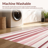 Ultra Soft Area Rug, Non Slip, Stain Resistant, Washable Area Rugs for Living Room, Bedroom, Boho Striped(Pink)