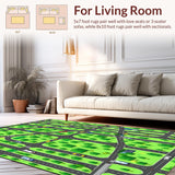 Ultra Soft Area Rug, Non Slip, Stain Resistant, Washable Area Rugs for Living Room, Bedroom, Interactive Multi-Hued Road Layout(Green)