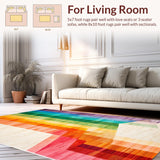 Ultra Soft Area Rug, Non Slip, Stain Resistant, Washable Area Rugs for Living Room, Bedroom, Contemporary Earthy Geometric Fusion(Red)