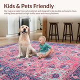Ultra Soft Area Rug, Non Slip, Stain Resistant, Washable Area Rugs for Living Room, Bedroom, Sleek Contemporary Diamond Arrangement(Pink)