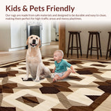 Ultra Soft Area Rug, Non Slip, Stain Resistant, Washable Area Rugs for Living Room, Bedroom, Stylish Brown Beige Geometric(Brown)