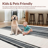 Ultra Soft Area Rug, Non Slip, Stain Resistant, Washable Area Rugs for Living Room, Bedroom, Classic Porch Layering Rug Graphic Stripe Design Entrance Accent Mat(Gray)