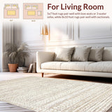 Ultra Soft Area Rug, Non Slip, Stain Resistant, Washable Area Rugs for Living Room, Bedroom, Rustic Warm Earthy Braided Style(Beige)