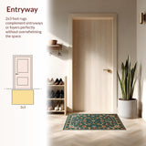 Ultra Soft Area Rug, Non Slip, Stain Resistant, Washable Area Rugs for Living Room, Bedroom, Chic Contemporary Leaf Motif(Green)