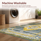 Ultra Soft Area Rug, Non Slip, Stain Resistant, Washable Area Rugs for Living Room, Bedroom, Rustic Tribal Geometric Aesthetic(Gray)