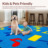 Ultra Soft Area Rug, Non Slip, Stain Resistant, Washable Area Rugs for Living Room, Bedroom, Brightly Hued Soundscape Design(Blue)