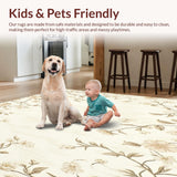Ultra Soft Area Rug, Non Slip, Stain Resistant, Washable Area Rugs for Living Room, Bedroom, Serene Beige Blossom Absorbent Bath Mat for Tranquil Spaces(Beige)