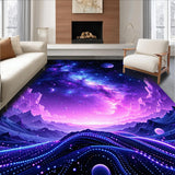 Ultra Soft Area Rug, Non Slip, Stain Resistant, Washable Area Rugs for Living Room, Bedroom, Dynamic Astral Color Burst Layout(Purple)