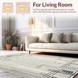 Ultra Soft Area Rug, Non Slip, Stain Resistant, Washable Area Rugs for Living Room, Bedroom, Modern Monochrome Print Runner Boho Grey Beige Style(Gray)