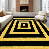 Ultra Soft Area Rug, Non Slip, Stain Resistant, Washable Area Rugs for Living Room, Bedroom, Luxury Greek Key Black Gold Entryway Runner(Yellow)