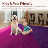 Ultra Soft Area Rug, Non Slip, Stain Resistant, Washable Area Rugs for Living Room, Bedroom, Modern Purple Pink Living Room High Pile Carpet(Purple)