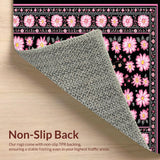 Ultra Soft Area Rug, Non Slip, Stain Resistant, Washable Area Rugs for Living Room, Bedroom, Artistic Criss-Cross Floral Layout(Pink)