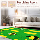 Ultra Soft Area Rug, Non Slip, Stain Resistant, Washable Area Rugs for Living Room, Bedroom, Modern Playful Insect Motif(Green)