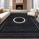 Ultra Soft Area Rug, Non Slip, Stain Resistant, Washable Area Rugs for Living Room, Bedroom, Trendy Circular Artful Pattern(Black)