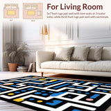 Ultra Soft Area Rug, Non Slip, Stain Resistant, Washable Area Rugs for Living Room, Bedroom, Sleek Bold Lettering Arrangement(Black)