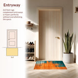 Ultra Soft Area Rug, Non Slip, Stain Resistant, Washable Area Rugs for Living Room, Bedroom, Chic Abstract Expressionist Style(Orange)