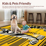 Ultra Soft Area Rug, Non Slip, Stain Resistant, Washable Area Rugs for Living Room, Bedroom, Dynamic Yellow Black Print(Black)