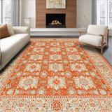 Ultra Soft Area Rug, Non Slip, Stain Resistant, Washable Area Rugs for Living Room, Bedroom, Vivid Herringbone Patterned Elegance(Orange)