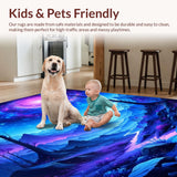Ultra Soft Area Rug, Non Slip, Stain Resistant, Washable Area Rugs for Living Room, Bedroom, Bright UV Reactive Dreamscape(Purple)