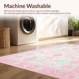 Ultra Soft Area Rug, Non Slip, Stain Resistant, Washable Area Rugs for Living Room, Bedroom, Lively Springtime Color Fusion(Pink)