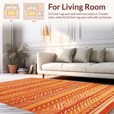 Ultra Soft Area Rug, Non Slip, Stain Resistant, Washable Area Rugs for Living Room, Bedroom, Contemporary Rustic Orange Elegance(Orange)