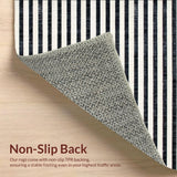 Ultra Soft Area Rug, Non Slip, Stain Resistant, Washable Area Rugs for Living Room, Bedroom, Urban Stripe Accent Rug Featuring Graphic Bands and Chic Linear Detailing(Black)