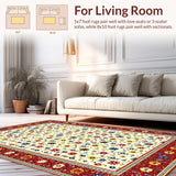 Ultra Soft Area Rug, Non Slip, Stain Resistant, Washable Area Rugs for Living Room, Bedroom, Eclectic Bright Abstract Design(Red)