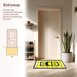 Ultra Soft Area Rug, Non Slip, Stain Resistant, Washable Area Rugs for Living Room, Bedroom, Modern Psychedelic Round Shape(Yellow)