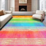 Ultra Soft Area Rug, Non Slip, Stain Resistant, Washable Area Rugs for Living Room, Bedroom, Playful Soft Green Geometric Motif(Orange)