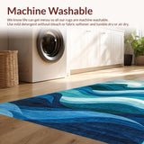 Ultra Soft Area Rug, Non Slip, Stain Resistant, Washable Area Rugs for Living Room, Bedroom, Serene Aqua Fluid Aesthetic(Blue)