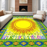 Ultra Soft Area Rug, Non Slip, Stain Resistant, Washable Area Rugs for Living Room, Bedroom, Joyful Abstract Sunburst Theme(Yellow)