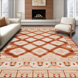 Ultra Soft Area Rug, Non Slip, Stain Resistant, Washable Area Rugs for Living Room, Bedroom, Chic Modernist Diamond Arrangement(Red)
