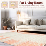 Ultra Soft Area Rug, Non Slip, Stain Resistant, Washable Area Rugs for Living Room, Bedroom, Sophisticated Subtle Stripe Appeal(Orange)