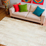 Modern Beige Geometric Area Distressed Design(Beige)