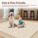 Ultra Soft Area Rug, Non Slip, Stain Resistant, Washable Area Rugs for Living Room, Bedroom, Whimsical Curved Edge Design(Beige)