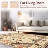 Ultra Soft Area Rug, Non Slip, Stain Resistant, Washable Area Rugs for Living Room, Bedroom, Beige Brown Boho Design(Beige)