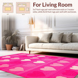 Ultra Soft Area Rug, Non Slip, Stain Resistant, Washable Area Rugs for Living Room, Bedroom, Stylish Heart-Inspired Room Element(Pink)