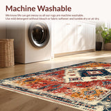 Ultra Soft Area Rug, Non Slip, Stain Resistant, Washable Area Rugs for Living Room, Bedroom, Traditional Blue Bedroom Easy Clean Patterned Area Rug(Red)