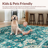 Ultra Soft Area Rug, Non Slip, Stain Resistant, Washable Area Rugs for Living Room, Bedroom, Elegant Distressed Blue Pattern(Green)