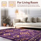 Ultra Soft Area Rug, Non Slip, Stain Resistant, Washable Area Rugs for Living Room, Bedroom, Richly Textured Modern Palette(Purple)