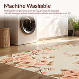 Ultra Soft Area Rug, Non Slip, Stain Resistant, Washable Area Rugs for Living Room, Bedroom, Whimsical Plush Botanical Charm(Beige)