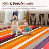 Ultra Soft Area Rug, Non Slip, Stain Resistant, Washable Area Rugs for Living Room, Bedroom, Chic Geometric Playful Aesthetic(Orange)