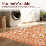 Ultra Soft Area Rug, Non Slip, Stain Resistant, Washable Area Rugs for Living Room, Bedroom, Stylish Pastel Floral Accents(Orange)