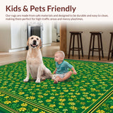 Ultra Soft Area Rug, Non Slip, Stain Resistant, Washable Area Rugs for Living Room, Bedroom, Serene Pastel Clover Design(Green)