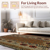 Ultra Soft Area Rug, Non Slip, Stain Resistant, Washable Area Rugs for Living Room, Bedroom, Vintage Cozy Animal Print(Brown)