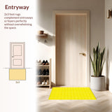 Ultra Soft Area Rug, Non Slip, Stain Resistant, Washable Area Rugs for Living Room, Bedroom, Charming Curvy Scalloped Accent(Yellow)