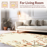 Area Cream Beige with Romantic Floral Design(Beige)