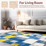 Ultra Soft Area Rug, Non Slip, Stain Resistant, Washable Area Rugs for Living Room, Bedroom, Expressive Multihued Artistic Texture(Blue)